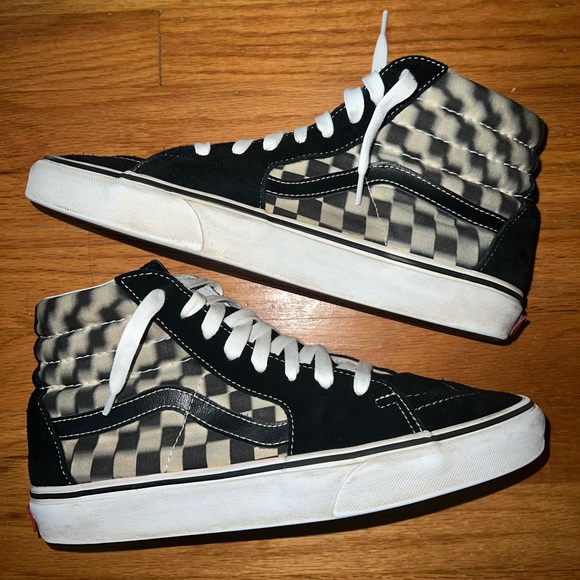 Vans Sk8-Hi Blur Checkerboard Black/White High Top Sneakers Mens Sz 8/ Wmns 9.5 - Picture 6 of 11